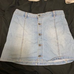 Light blue jean skirt, high waisted